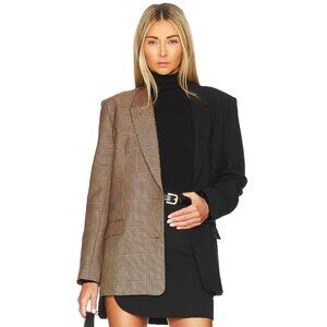 NWOT Bardot Two Tone Oversized Spliced Check Blazer in Brown Black Combo Size 4